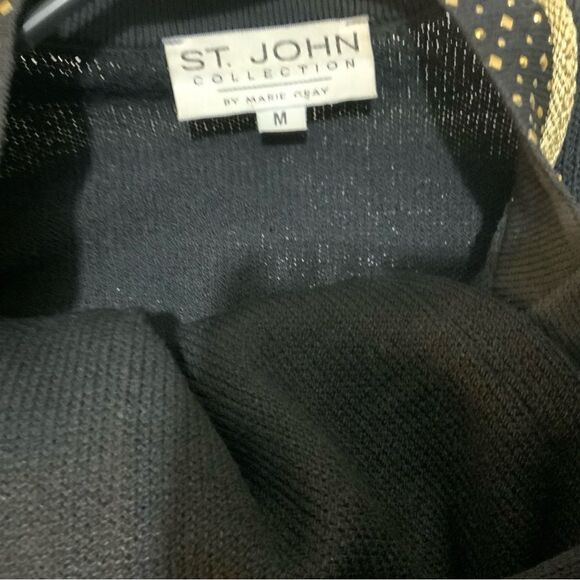 St. John’s Marie Gray, cropped black zipper jacket gold detail & matching pants - Picture 9 of 14